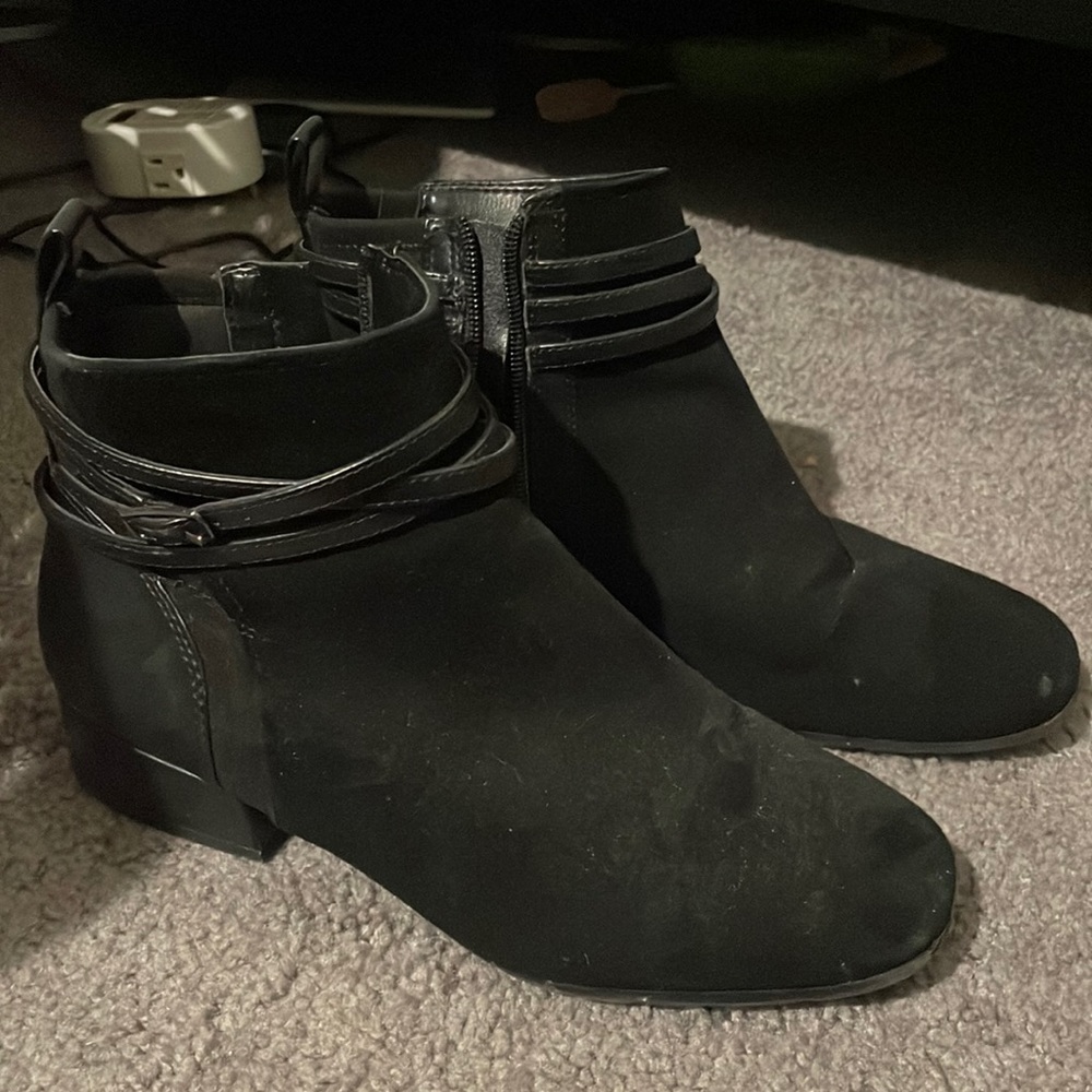 black ankle suede booties size 7